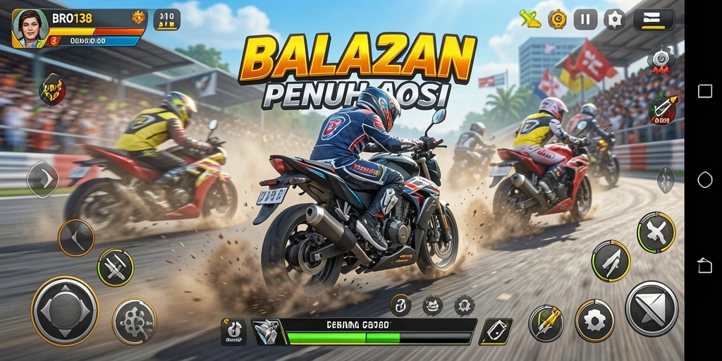 Gameplay seru balapan motor di BRO138.
