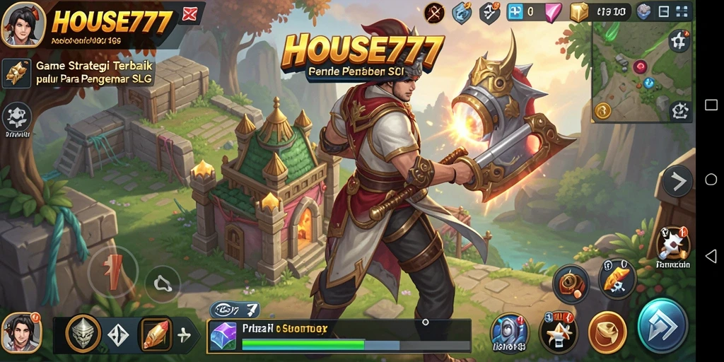 Menampilkan gameplay seru dalam HOUSE777 dengan pertarungan strategis.