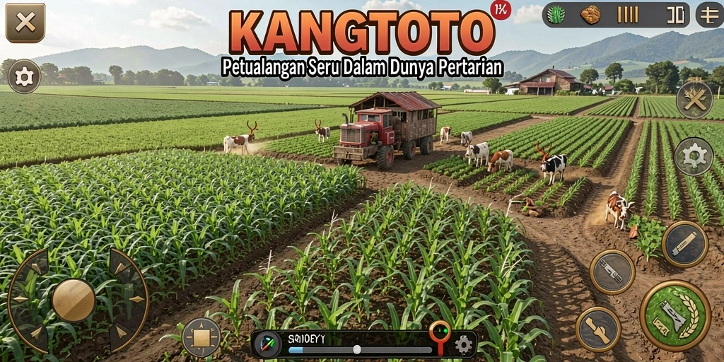 Screenshot gameplay KANGTOTO menampilkan aktifitas bertani yang seru.
