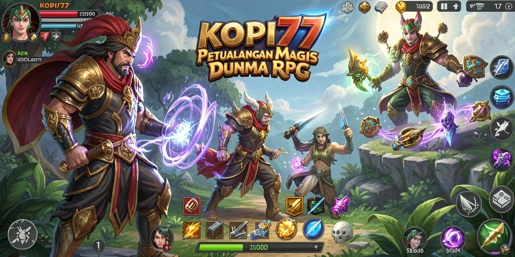 Screenshot menampilkan aksi seru dalam gameplay RPG KOPI77.