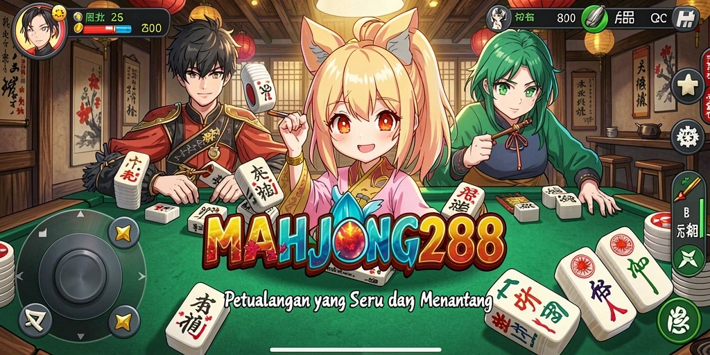 Tangkapan layar dari gameplay menarik MAHJONG288 dengan karakter Anime.