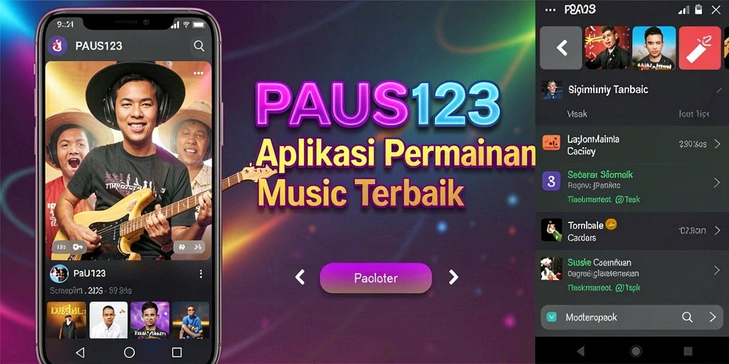 Tangkapan layar utama PAUS123 menampilkan gameplay seru dengan berbagai lagu.