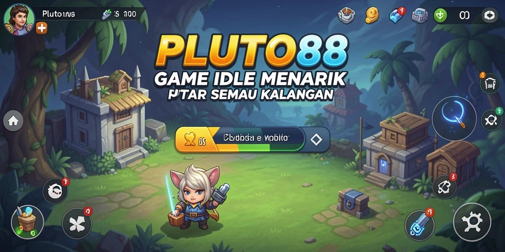 Tampilan menarik gameplay <strong>PLUTO88</strong> dengan berbagai karakter Idle yang unik.