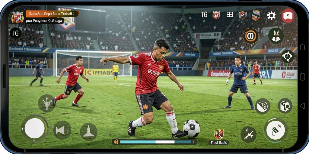 Gameplay seru di T6, nikmati momen menegangkan dalam pertandingan sepak bola.
