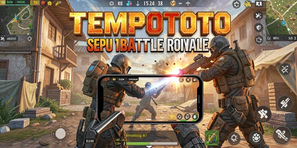 Tampilan seru dari gameplay TEMPOTOTO saat bertarung dalam Battle Royale.